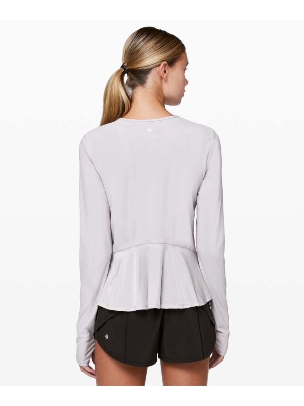 Lululemon Peplum Long Sleeve 10 Iced Iris Look Ahead Run Luxtreme Light EUC